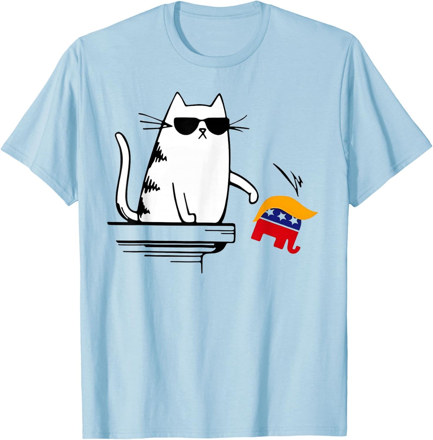 Cool Cat Harris Walz Knock Over Trump Elephant Hair Yard T-Shirt - T-Shirt | Light Blue