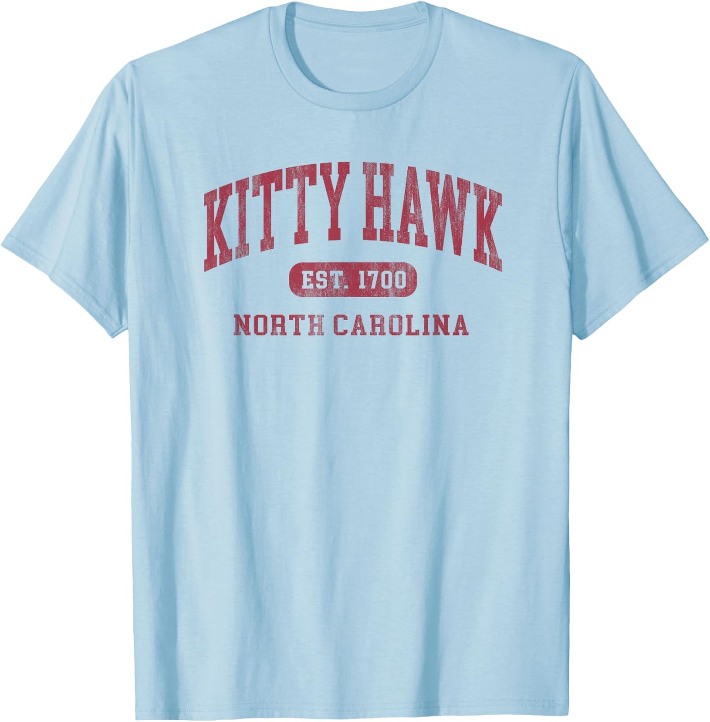 Kitty Hawk North Carolina Retro Varsity Established Souvenir T-Shirt - T-Shirt | Light Blue