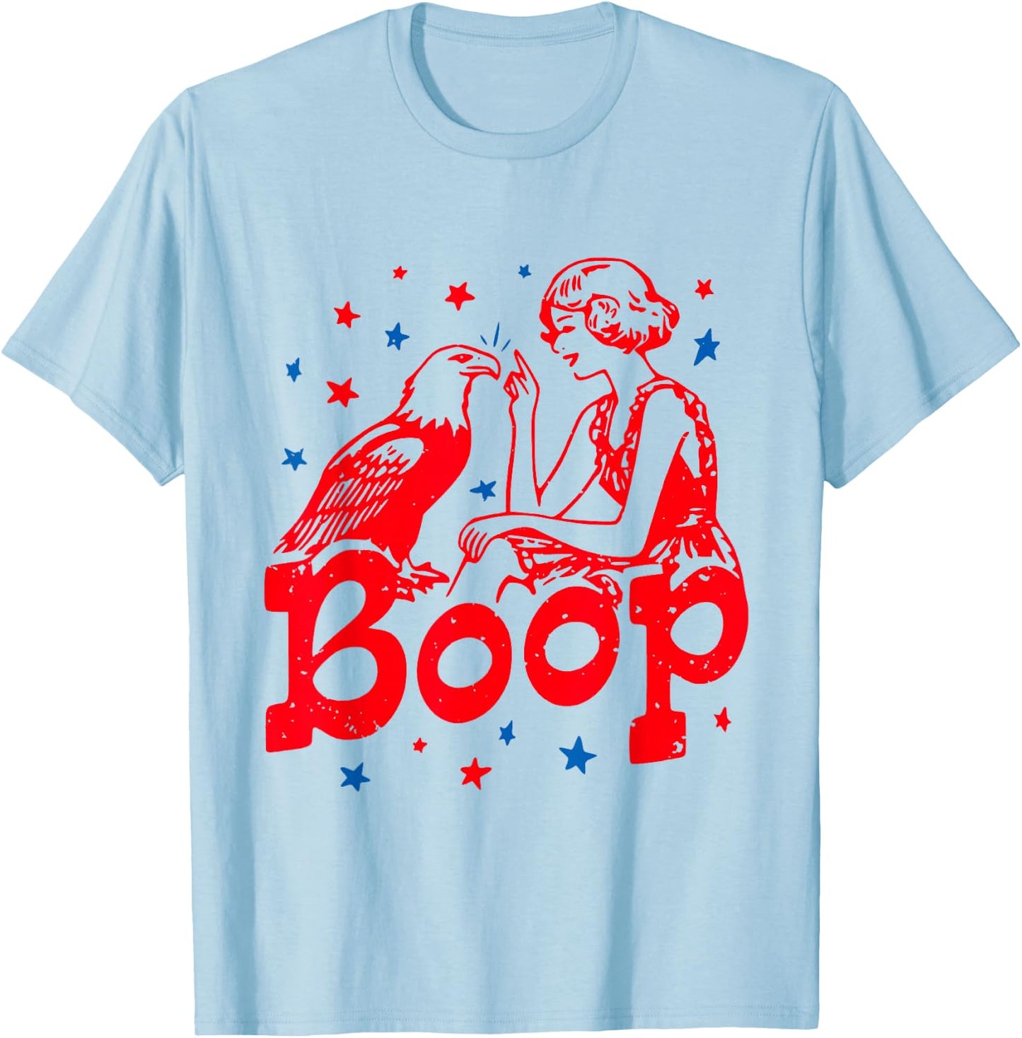 Boop Eagle Funny Patriotic, Retro Vintage 4th of July T-Shirt - T-Shirt | Light Blue