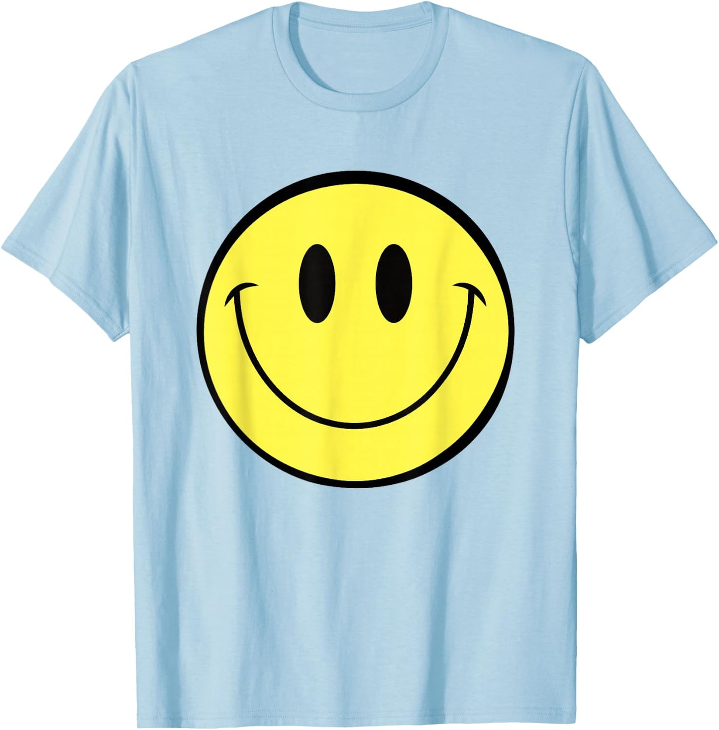 70s Yellow Smile Face Shirt Cute Funny Happy Smiling Face , White T-Shirt - T-Shirt | Light Blue
