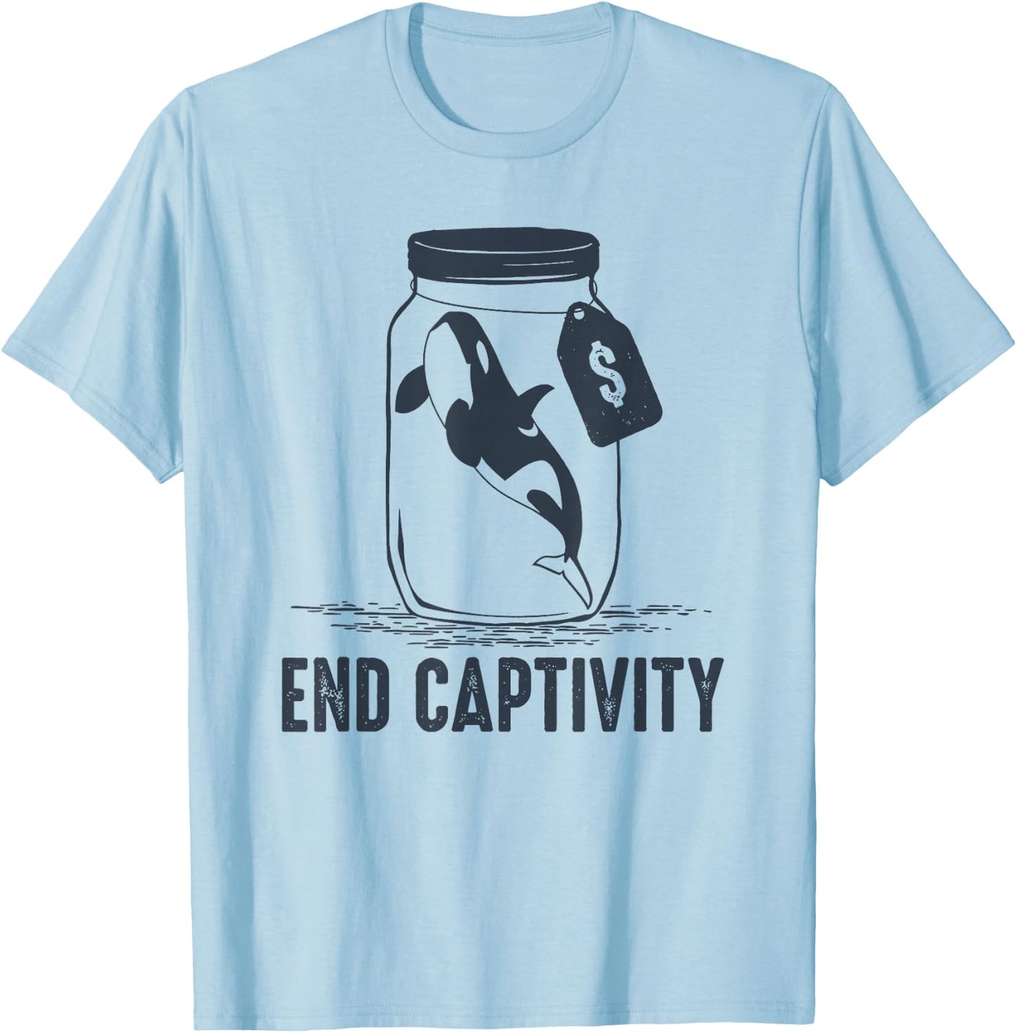 End Captivity - Free the Orca Whales T-Shirt - T-Shirt | Light Blue