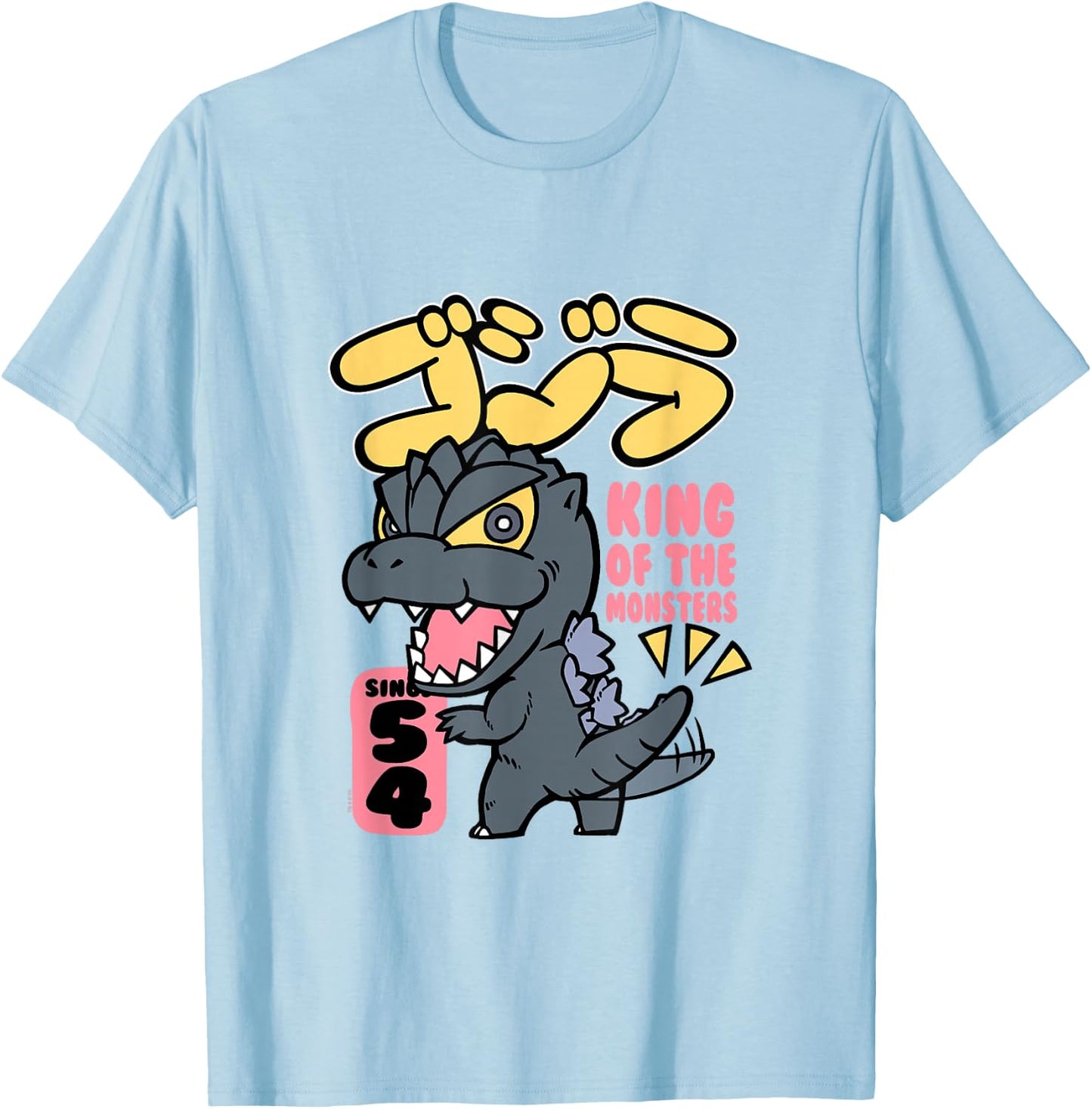 Godzilla Offiziell Lizenziertes Cartoon-König der Monster, -Erwachsene, -Kinder, Weiß, S, Kurzarm T-Shirt - T-Shirt | Light Blue