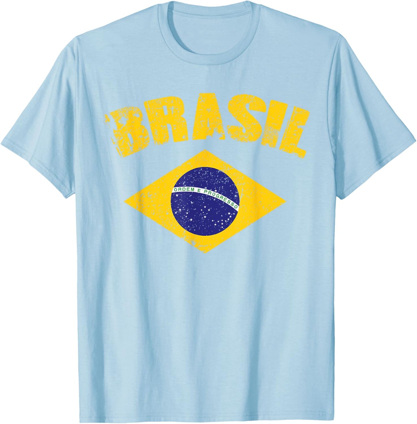 Brasilianische Nationalflagge Vintage Patriotischer Fußball Brasilien T-Shirt - T-Shirt | Light Blue