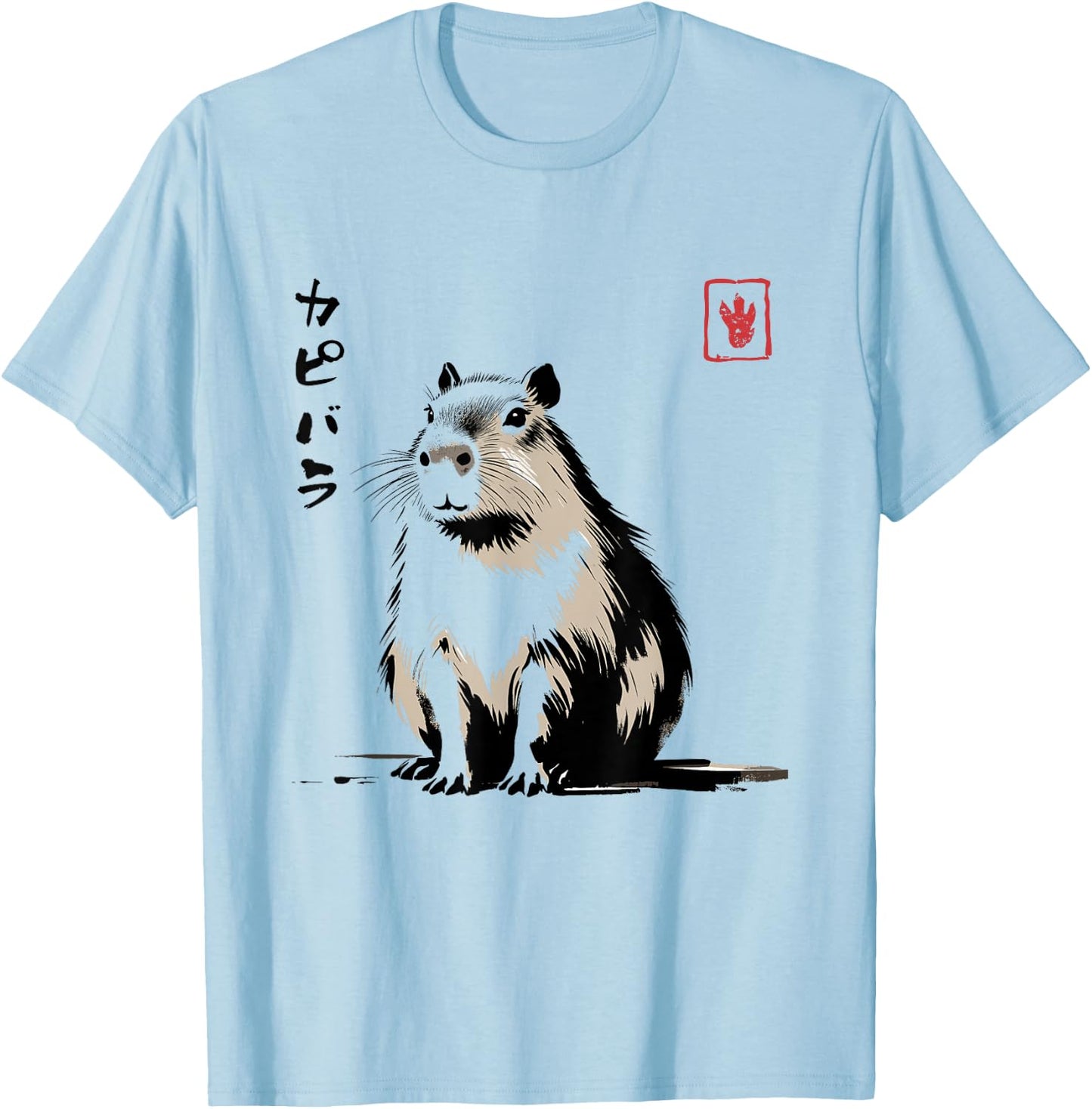 Kawaii Capybara Anime Japanese Streetwear Funny Capybara , White T-Shirt - T-Shirt | Light Blue