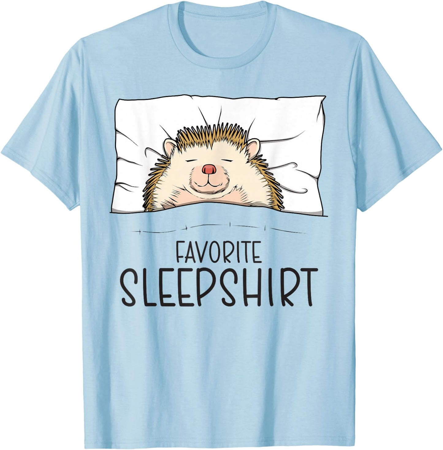 Favorite Sleepshirt, Napping Hedgehog Pajama T-Shirt - T-Shirt | Light Blue