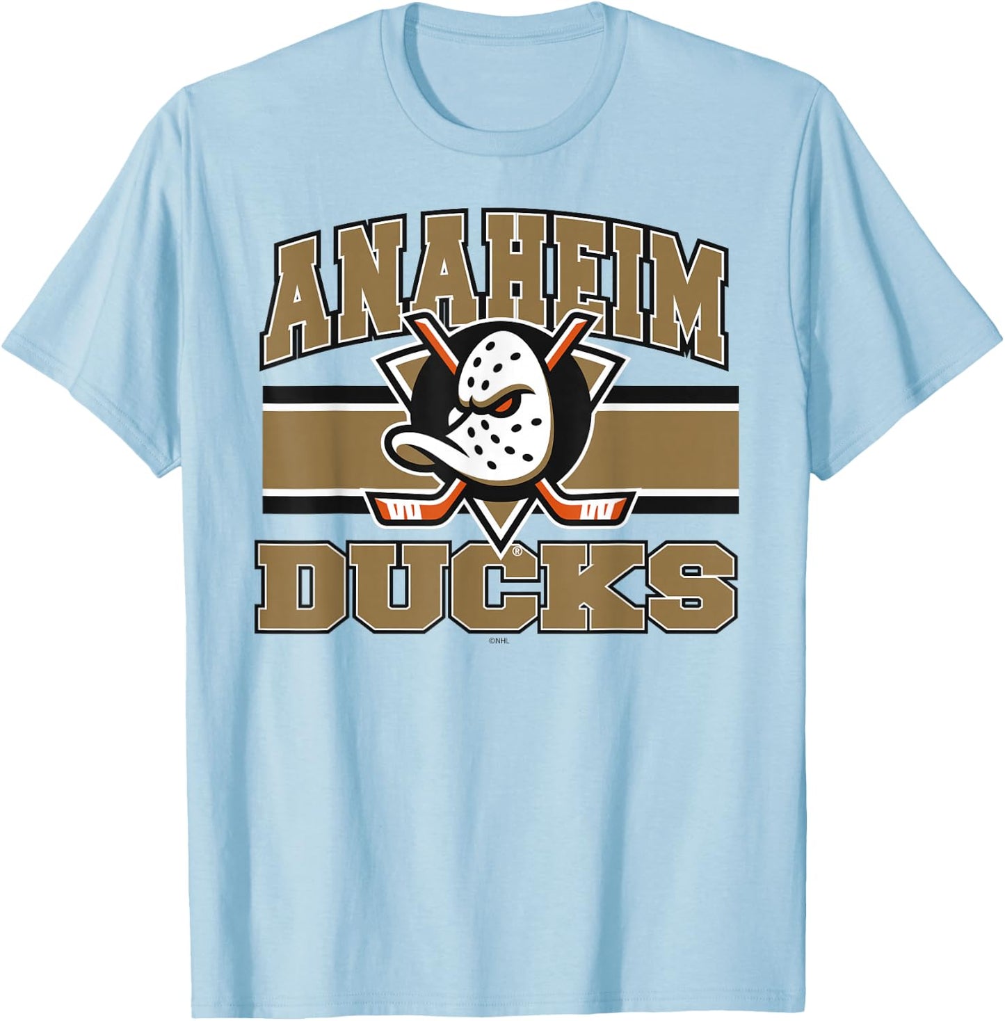 Anaheim Ducks Stripe Orange Officially Licensed T-Shirt - T-Shirt | Light Blue