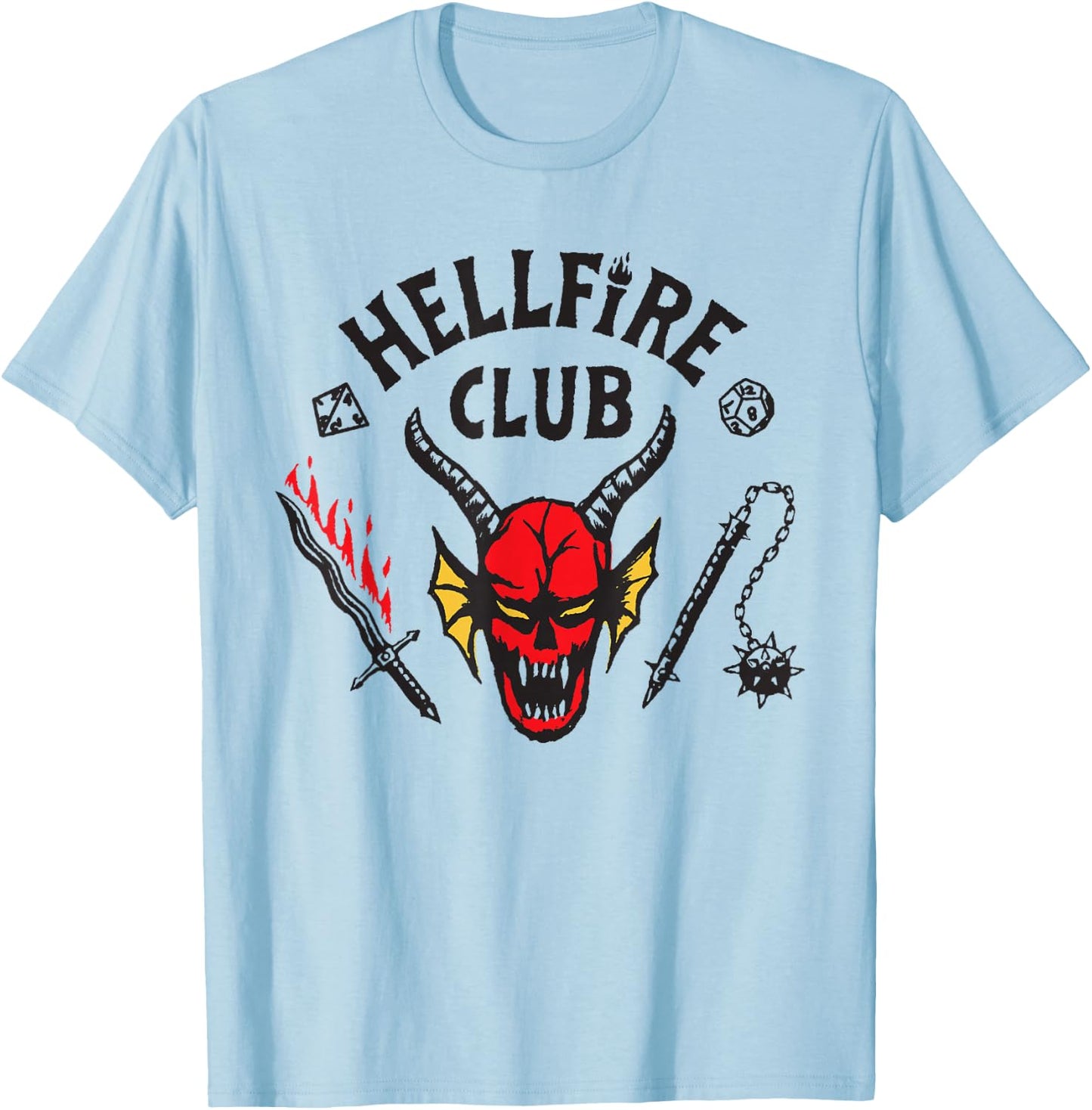Stranger Things Hellfire Logo , white, S T-Shirt - T-Shirt | Light Blue