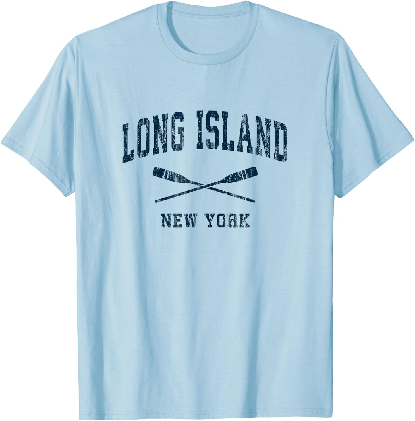 Long Island New York Vintage Nautical Paddles Sports Oars T-Shirt - T-Shirt | Light Blue