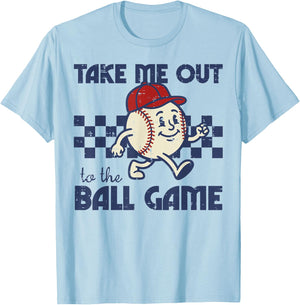 Baseball Take Me Out to The Ball Game Retro Men Boys Kids T-Shirt - T-Shirt | Light Blue