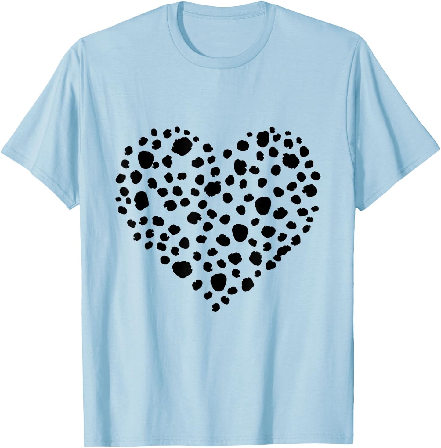 Heart Shaped Dalmatian Pattern Shirt , White T-Shirt - T-Shirt | Light Blue