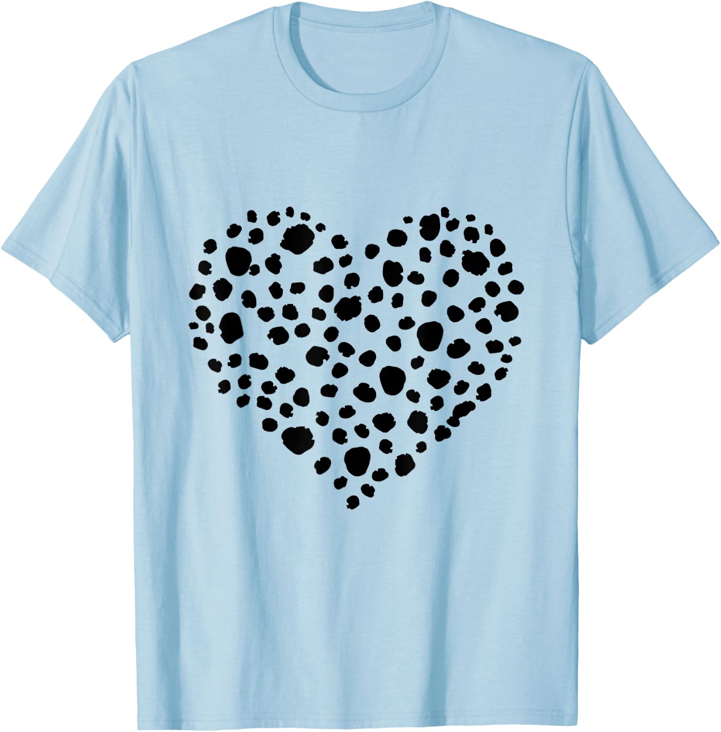 Heart Shaped Dalmatian Pattern Shirt , White T-Shirt - T-Shirt | Light Blue