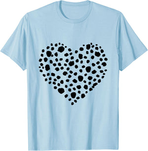 Heart Shaped Dalmatian Pattern Shirt , White T-Shirt - T-Shirt | Light Blue