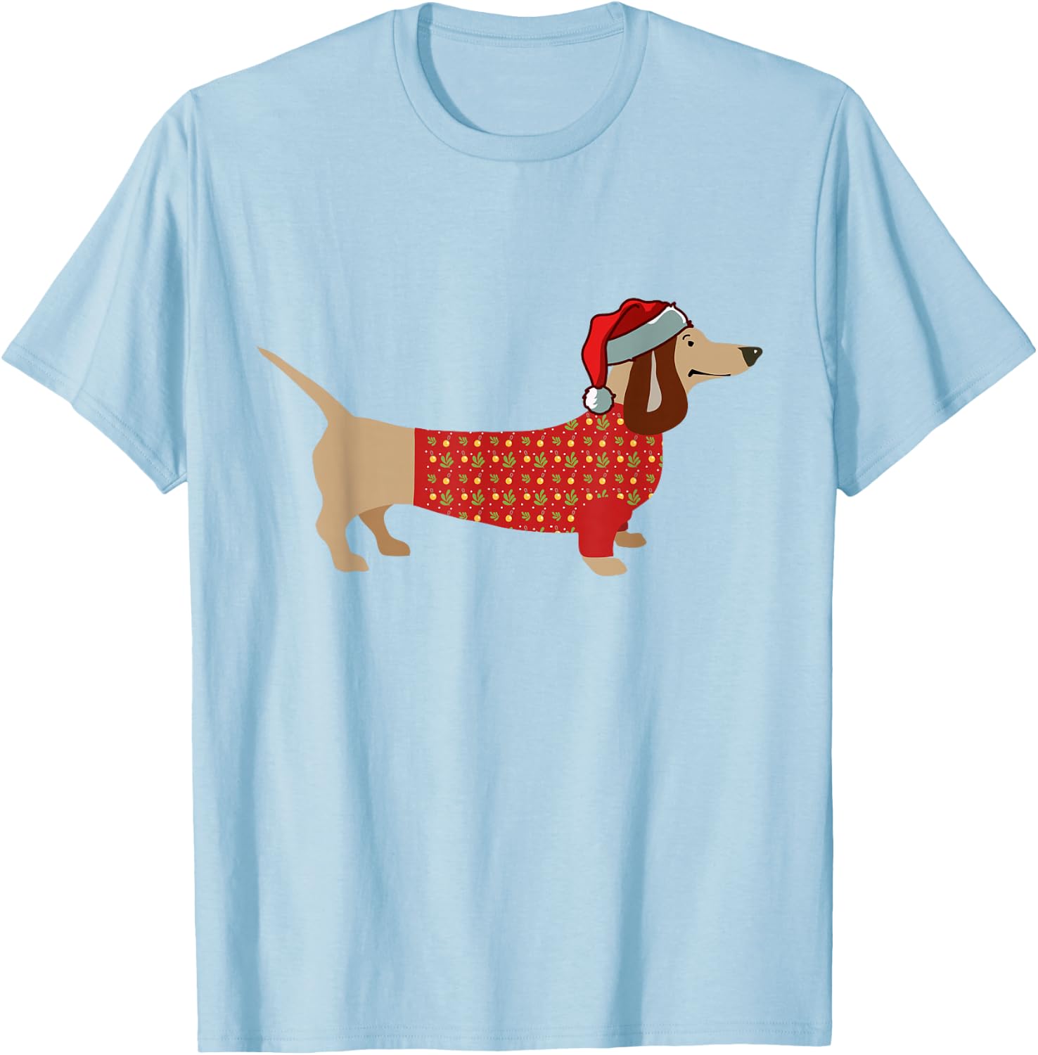 Christmas Weiner Daschund Doxie in Dog Dress Women Kids T-Shirt - T-Shirt | Light Blue