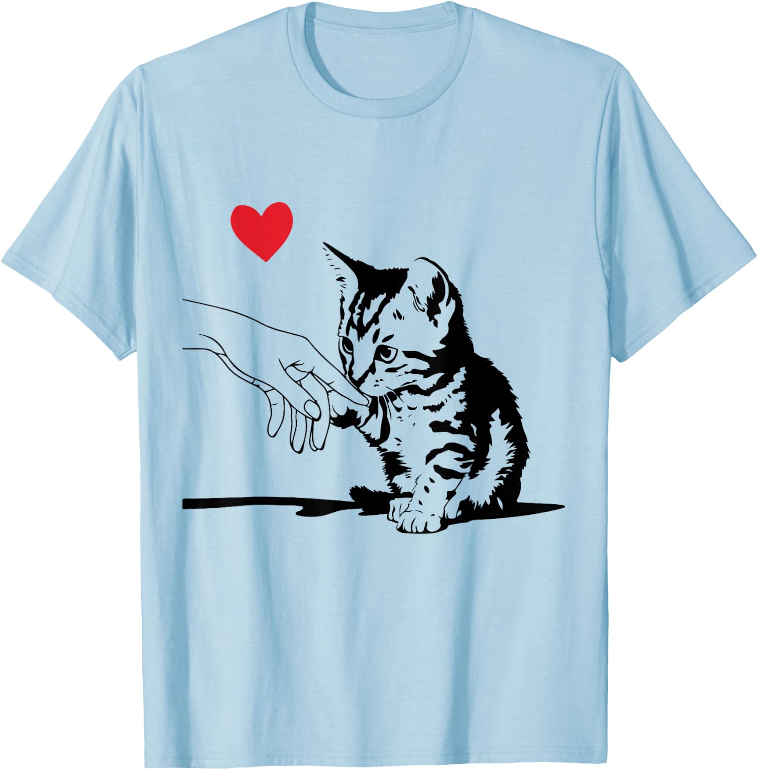 Cute Tabby Cat Love Heart Kitten Mom Dad Toddler Lover Gift T-Shirt - T-Shirt | Light Blue