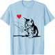 Cute Tabby Cat Love Heart Kitten Mom Dad Toddler Lover Gift T-Shirt - T-Shirt | Light Blue