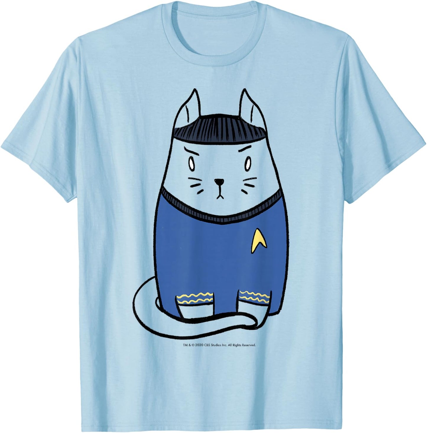 Star Trek: The Original Series Spock Cat Doodle T-Shirt - T-Shirt | Light Blue