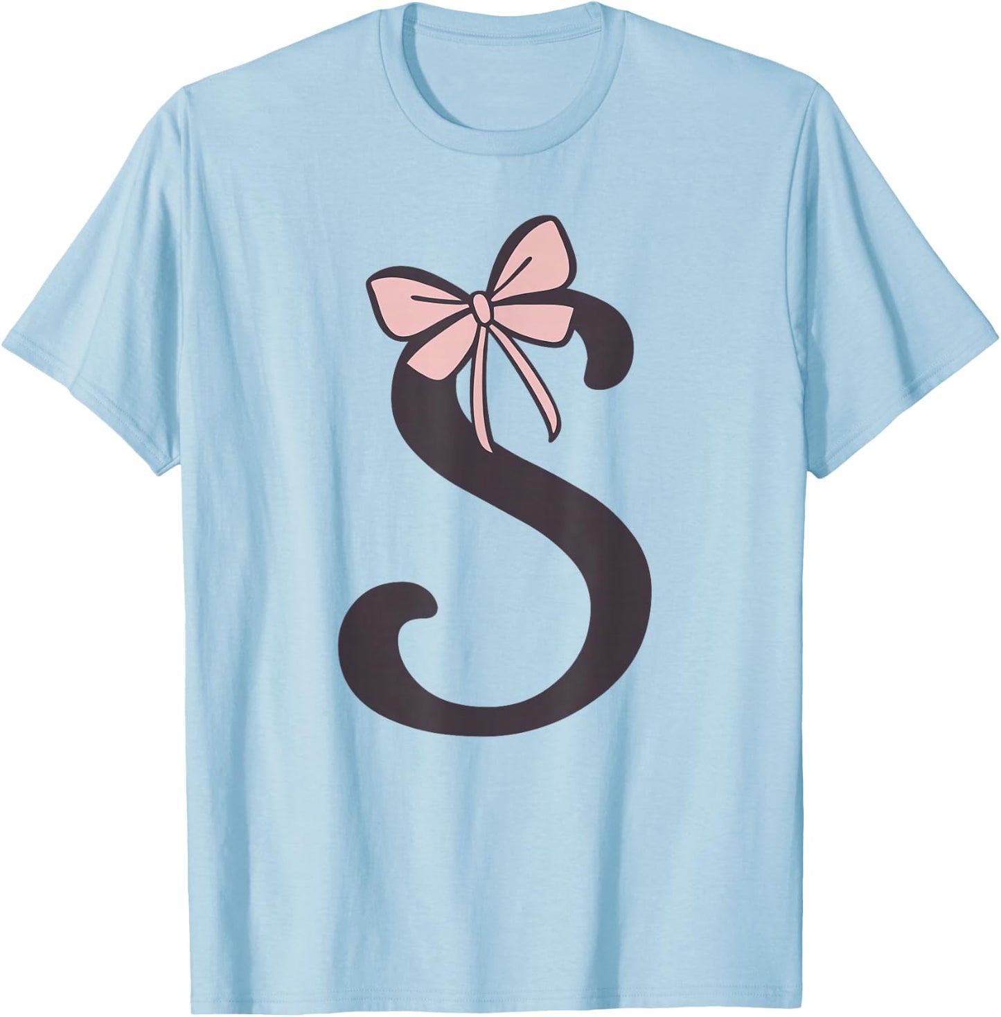 Anfangsbuchstabe S Buchstabe S mit Schleife Altrosa Pink T-Shirt - T-Shirt | Light Blue