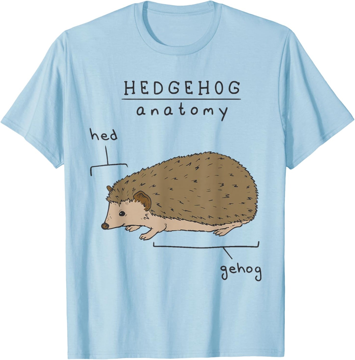 Funny Anatomy of a Hedgehog T-Shirt - T-Shirt | Light Blue