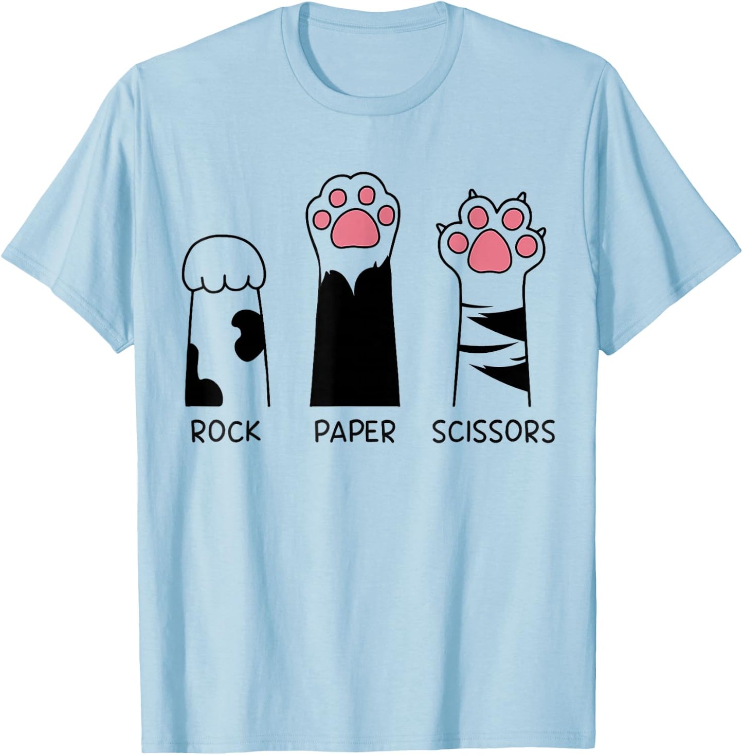 Rock Papierschere Katze Pfoten Niedlich Kätzchen Liebhaber Katze T-Shirt - T-Shirt | Light Blue