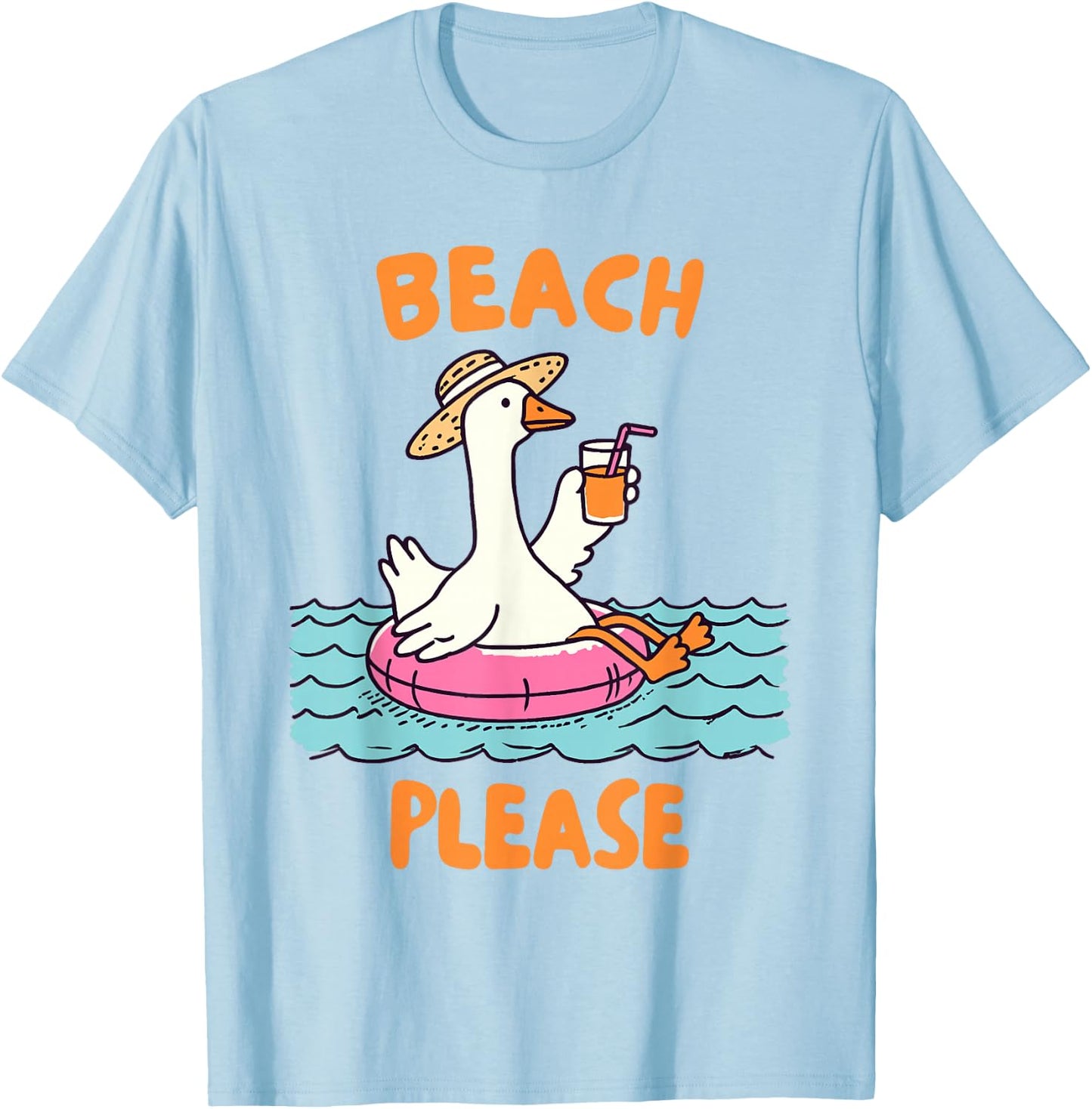 Summer Vibes Beach Lover Vacay Silly Goose Beach Please T-Shirt - T-Shirt | Light Blue