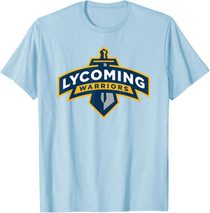 Lycoming Warriors Sword & Shield Logo Lycoming College T-Shirt - T-Shirt | Light Blue