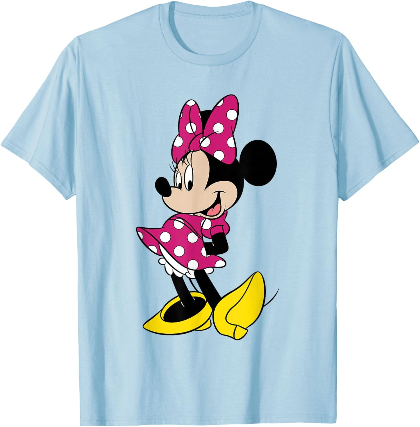 Disney Minnie Mouse Pink & White Polka Dots Dress Portrait T-Shirt - T-Shirt | Light Blue