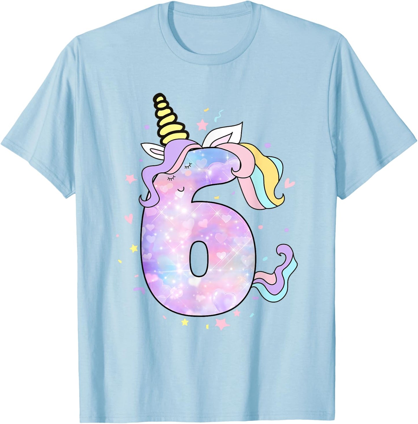 Unicorn Birthday Shirts for Girls Outfit 6th Six Year Old T-Shirt - T-Shirt | Light Blue