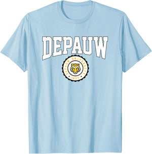 DePauw University Tigers Collegiate Seal T-Shirt - T-Shirt | Light Blue