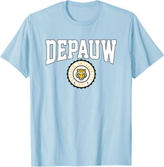 DePauw University Tigers Collegiate Seal T-Shirt - T-Shirt | Light Blue
