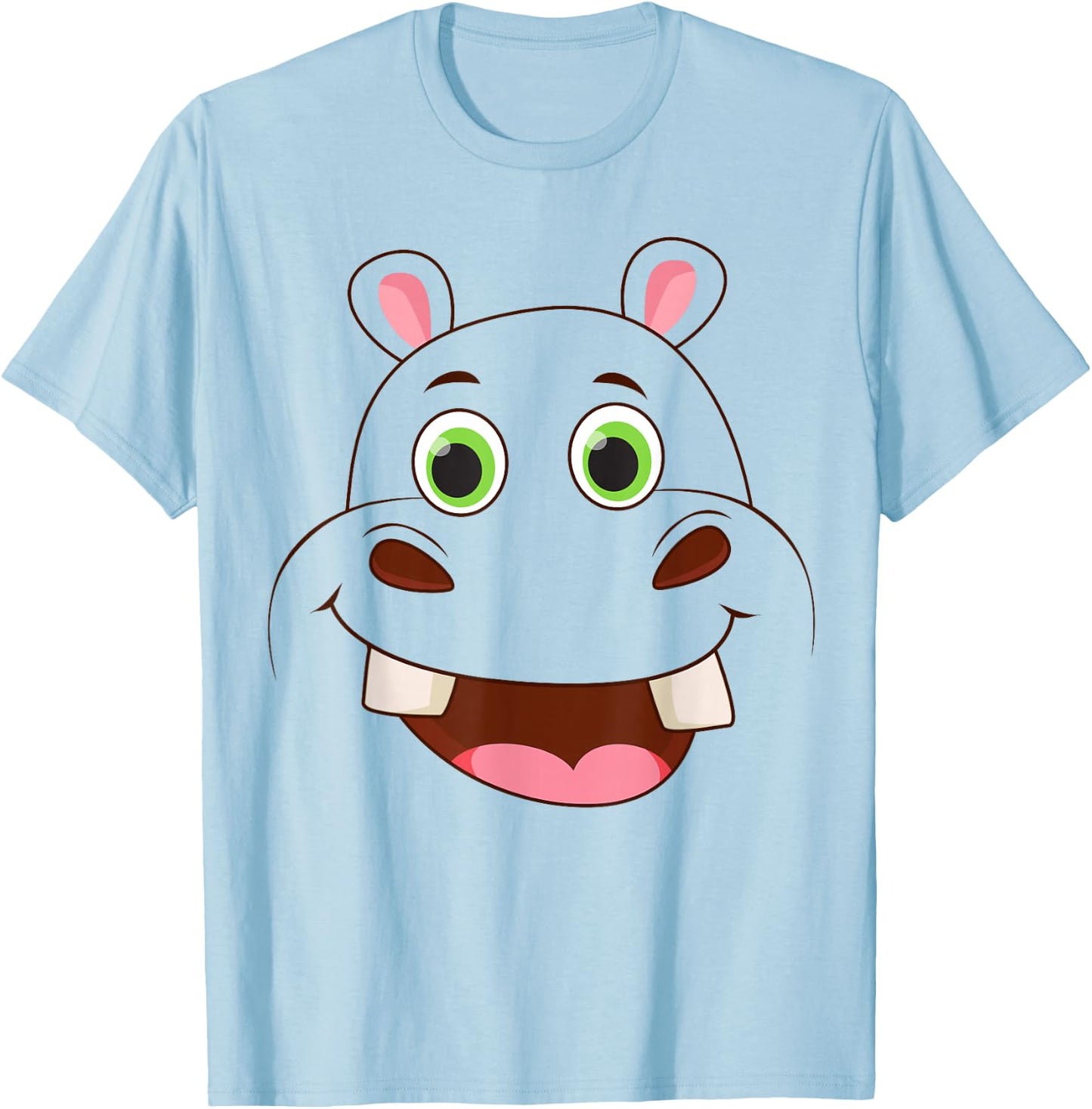 Cute Hippo Face Costume Animal Costume for Kids and Toddlers T-Shirt - T-Shirt | Light Blue