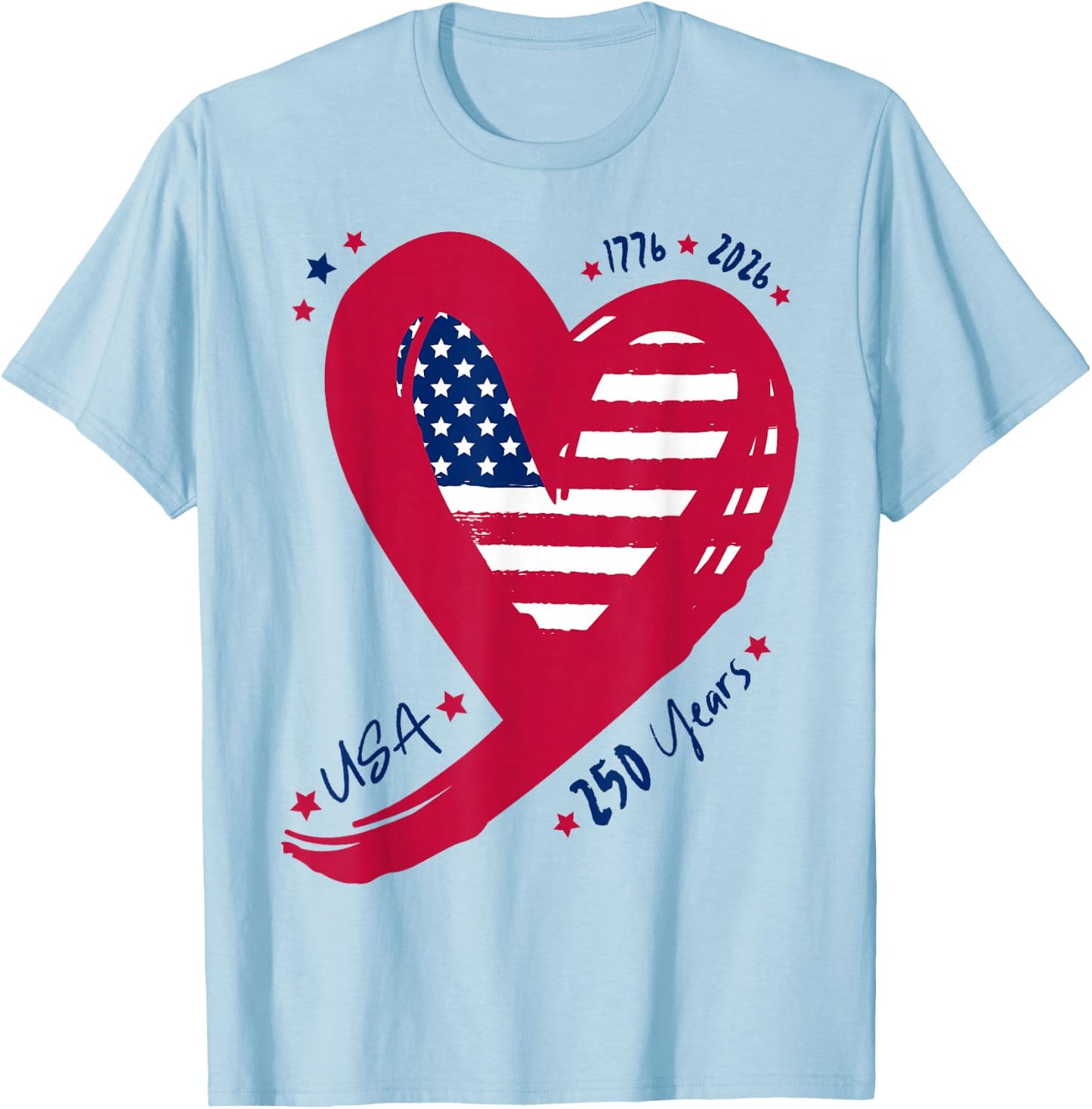 250th Anniversary Patriotic America Flag Heart 250 Years USA T-Shirt - T-Shirt | Light Blue