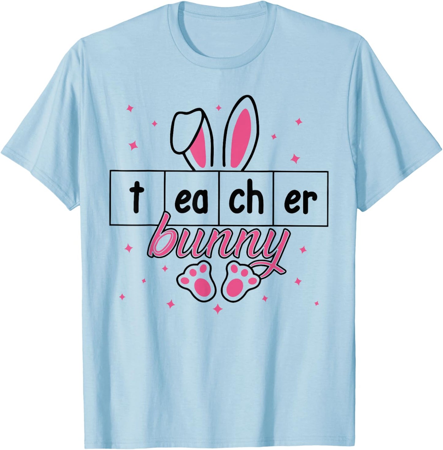 Reading Teacher Bunny Happy Easter Day T-Shirt - T-Shirt | Light Blue