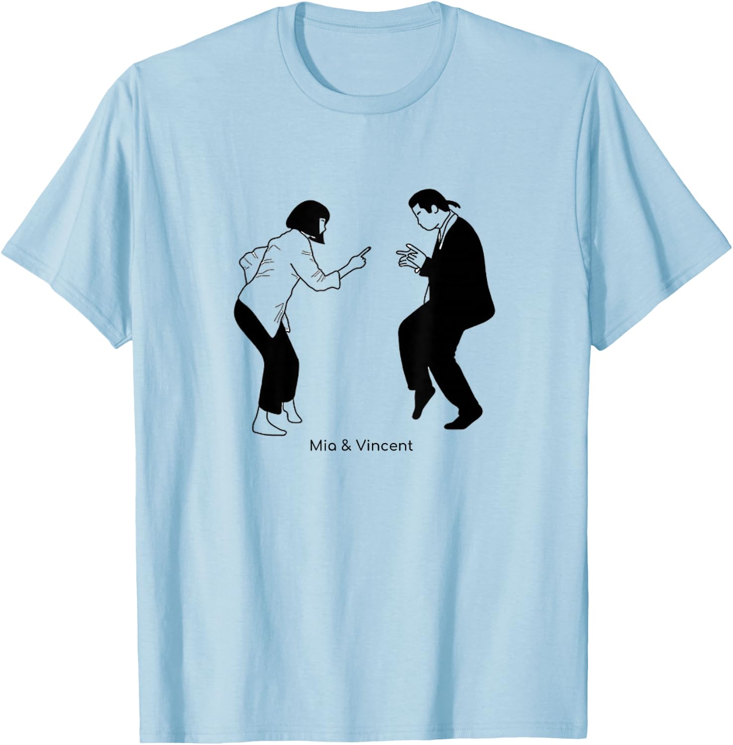 Mia and Vincent Dance 90s Cult Film Aesthetic , White T-Shirt - T-Shirt | Light Blue