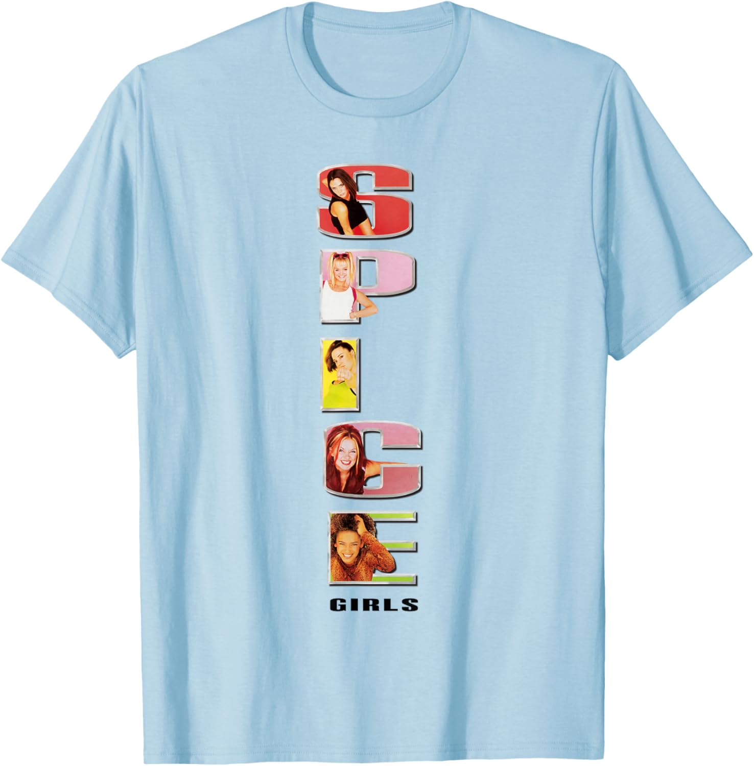 Official Spice Girls Stacked Logo, white T-Shirt - T-Shirt | Light Blue