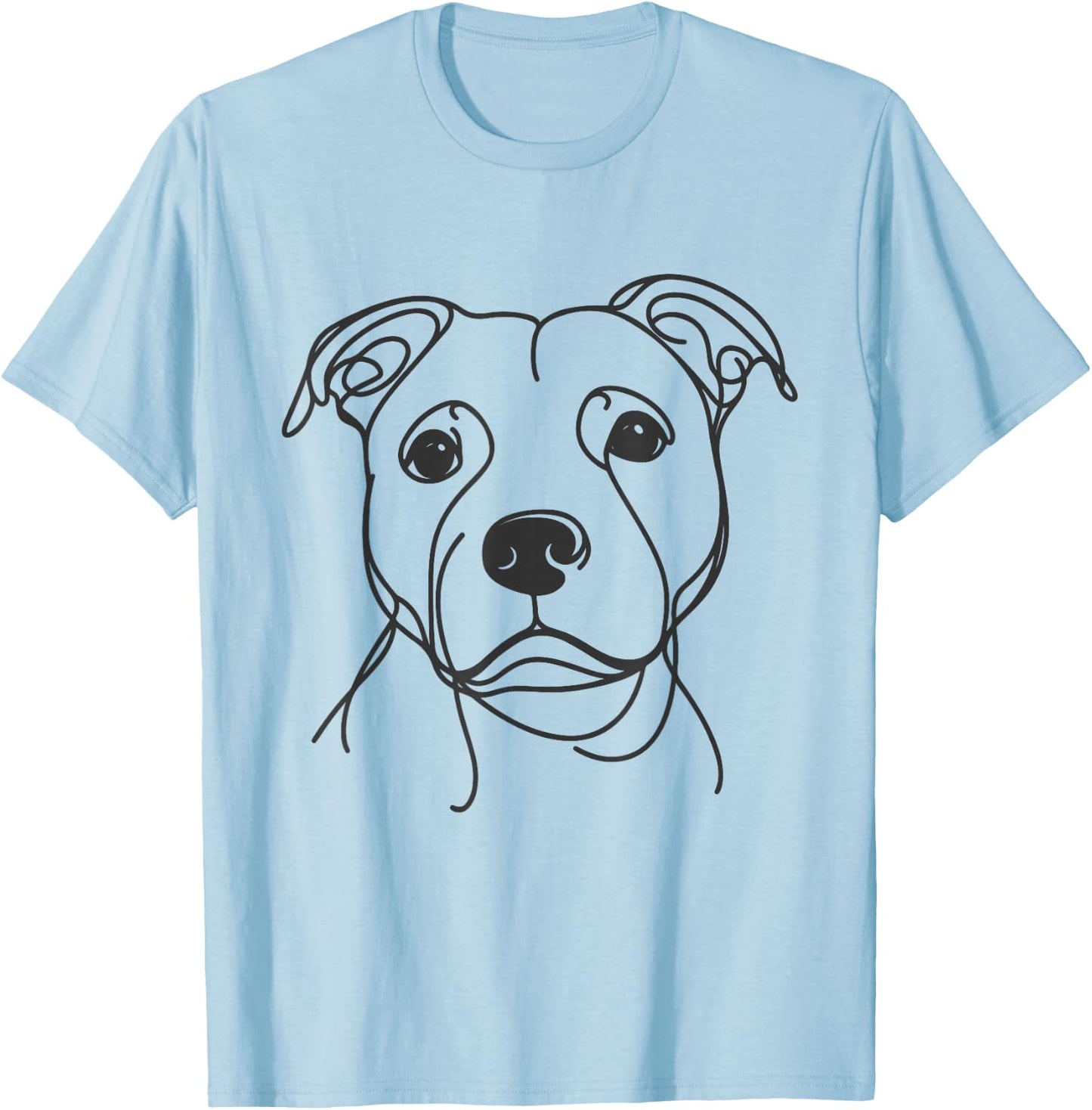 Line Art Dad Mom Dog - Staffordshire Bull Terrier T-Shirt - T-Shirt | Light Blue