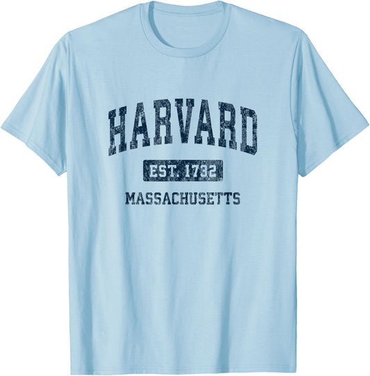 Harvard Massachusetts MA Sports Design Vintage , gray T-Shirt - T-Shirt | Light Blue