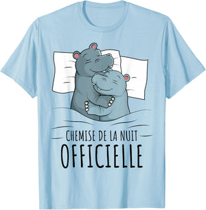Hippopotamus Official Night Shirt , white T-Shirt - T-Shirt | Light Blue