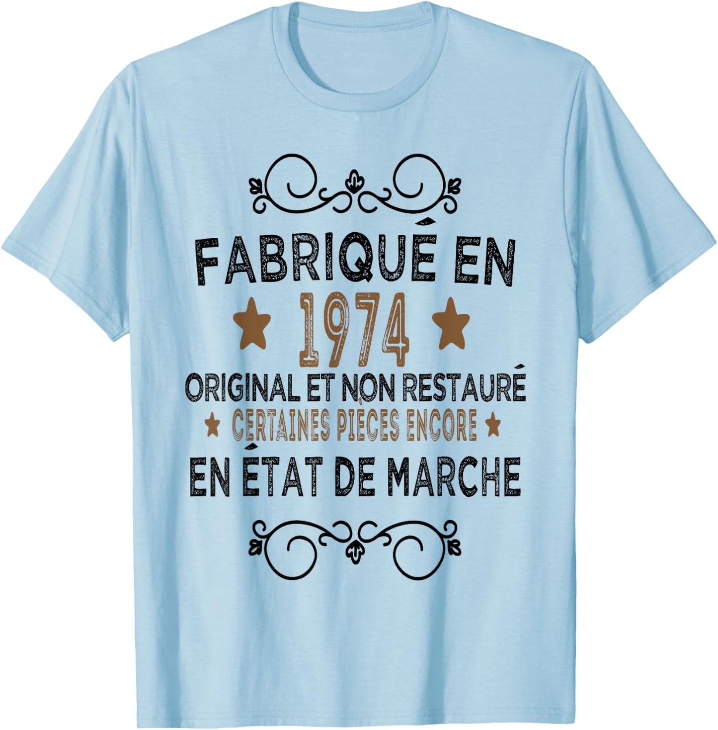 Birthday Gift Man Woman 50 Years Funny 1974 , white, S T-Shirt - T-Shirt | Light Blue