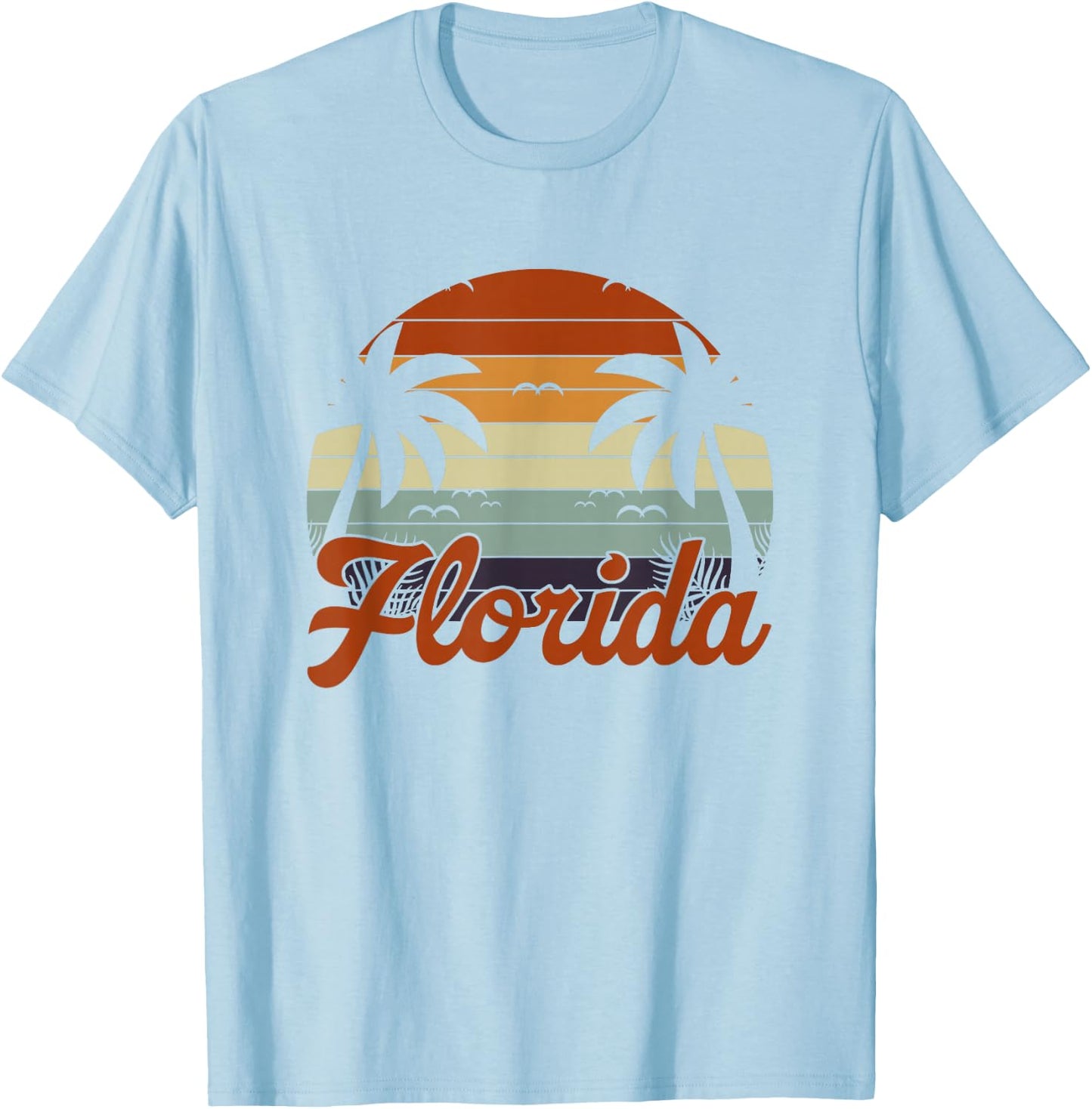 FL Beach Tropical Summer Vibes Palm Trees Retro Florida T-Shirt - T-Shirt | Light Blue