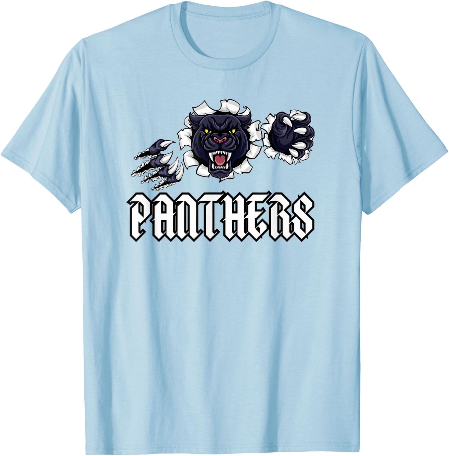 Panther Pride White Text High School Spirit Fan Wear T-Shirt - T-Shirt | Light Blue