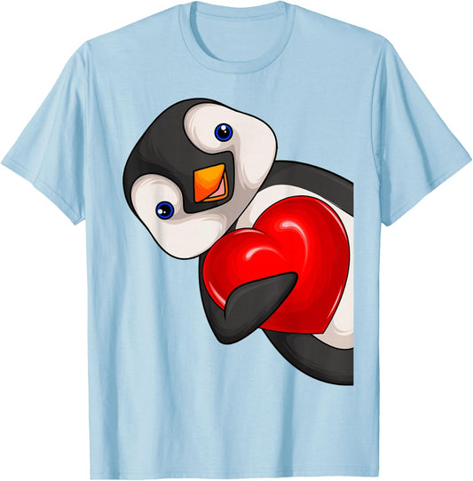 Penguin Girls Women Children Penguin T-Shirt - T-Shirt | Light Blue