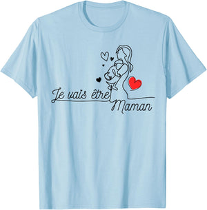Pregnant woman Future Mom 2025 announcement pregnancy original , white, S T-Shirt - T-Shirt | Light Blue