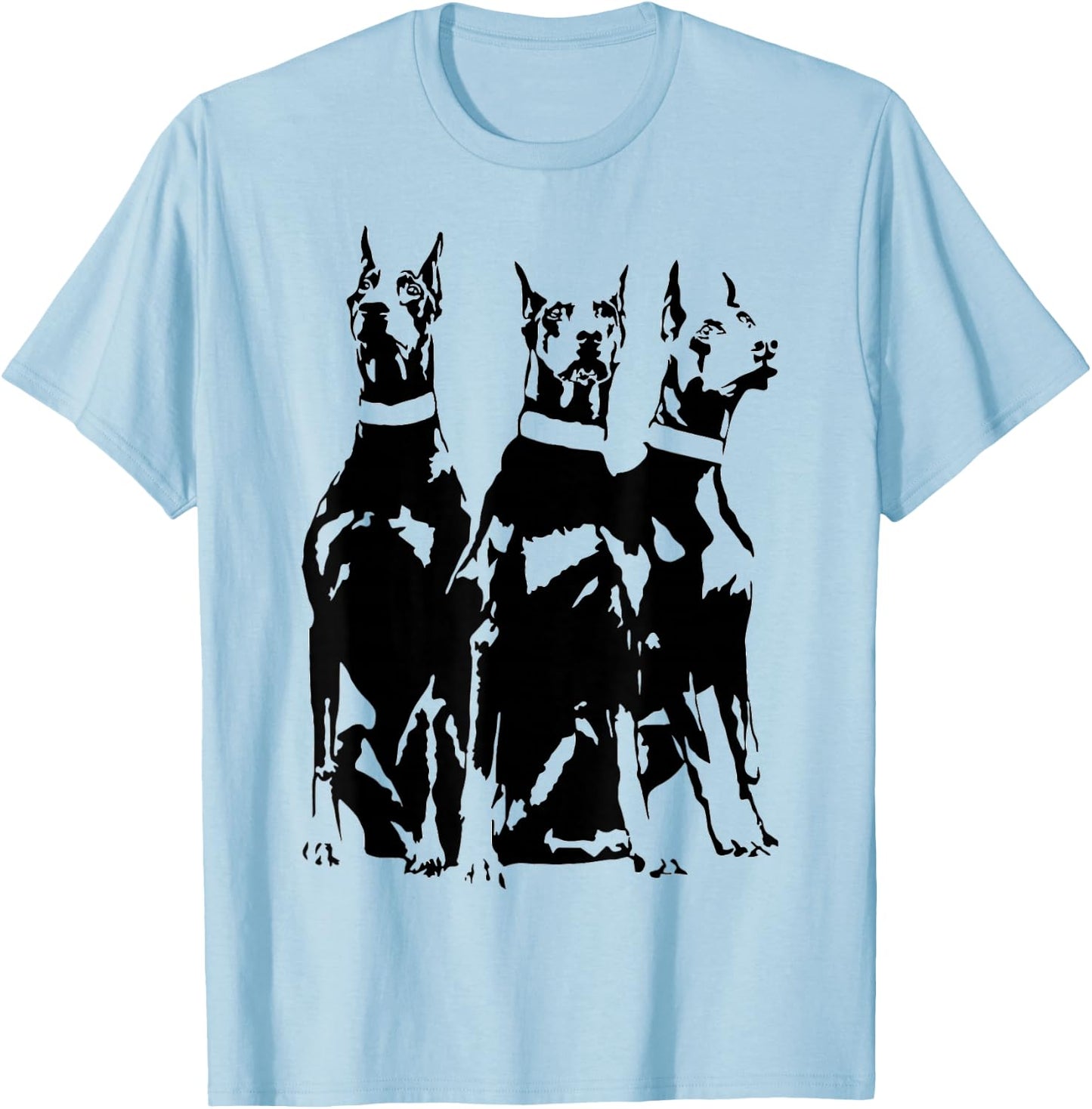 Dobermans Minimalist Dog Lovers Art Design T-Shirt - T-Shirt | Light Blue