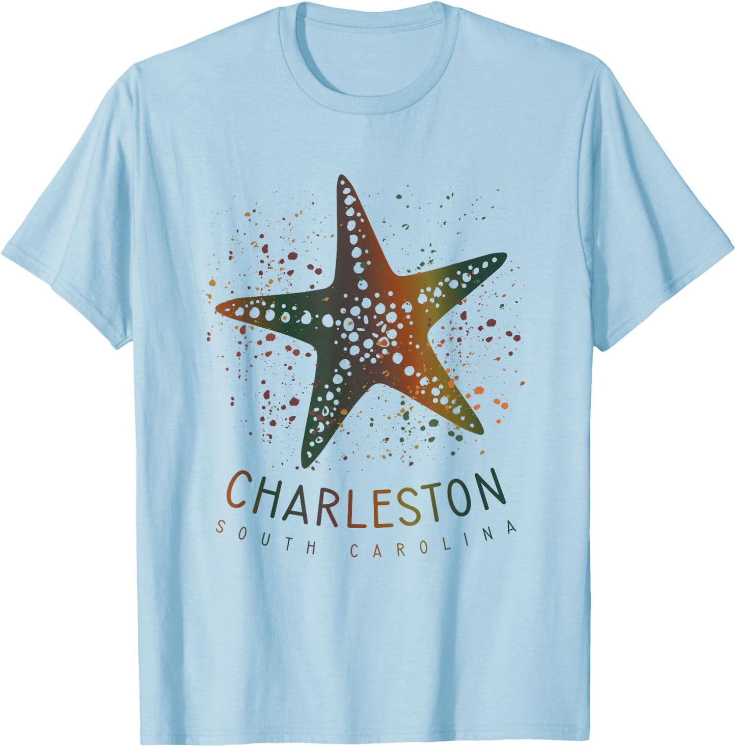 Charleston SC Cute Girls Kids Starfish Graphic T-Shirt - T-Shirt | Light Blue