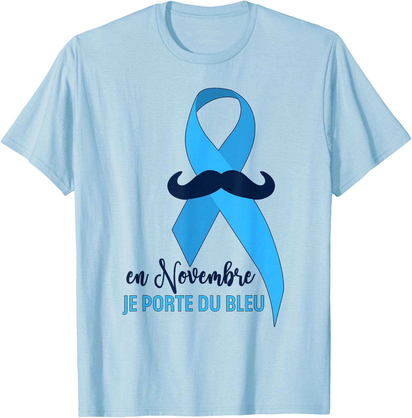 Blue Ribbon Prostate Cancer November Awareness T-Shirt - T-Shirt | Light Blue