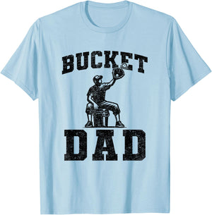 Bucket Dad Softball Dad Baseball Father's Coach Funny T-Shirt - T-Shirt | Light Blue