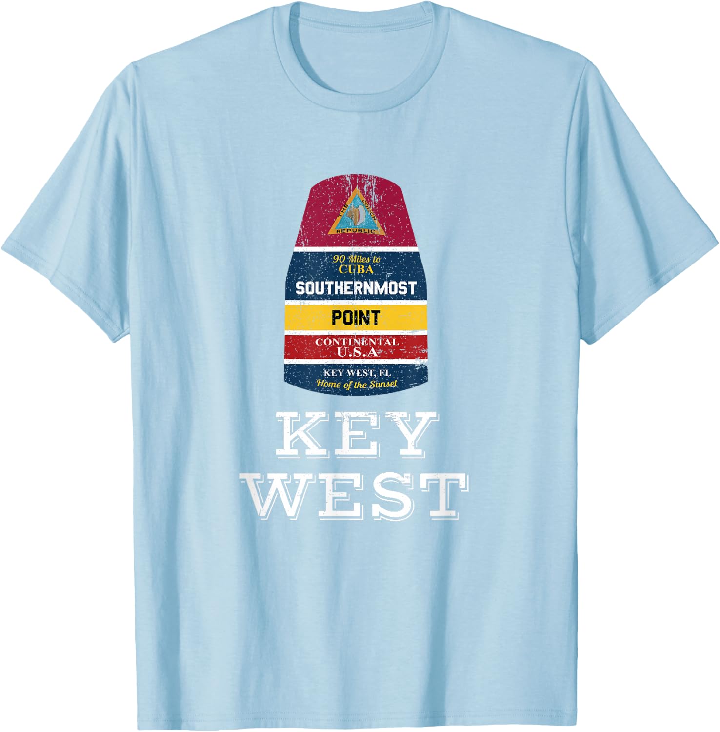 Southernmost Point - Key West Florida Keys Souvenir T Shirt T-Shirt - T-Shirt | Light Blue