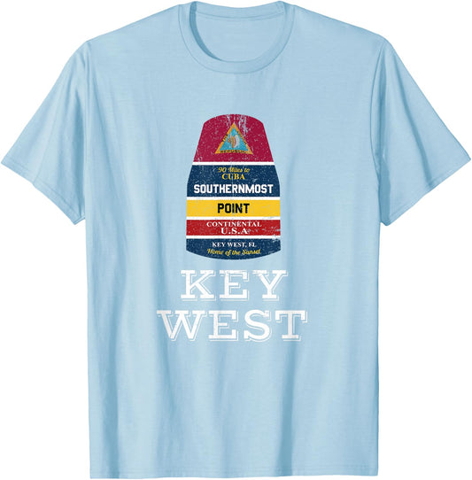Southernmost Point - Key West Florida Keys Souvenir T Shirt T-Shirt - T-Shirt | Light Blue