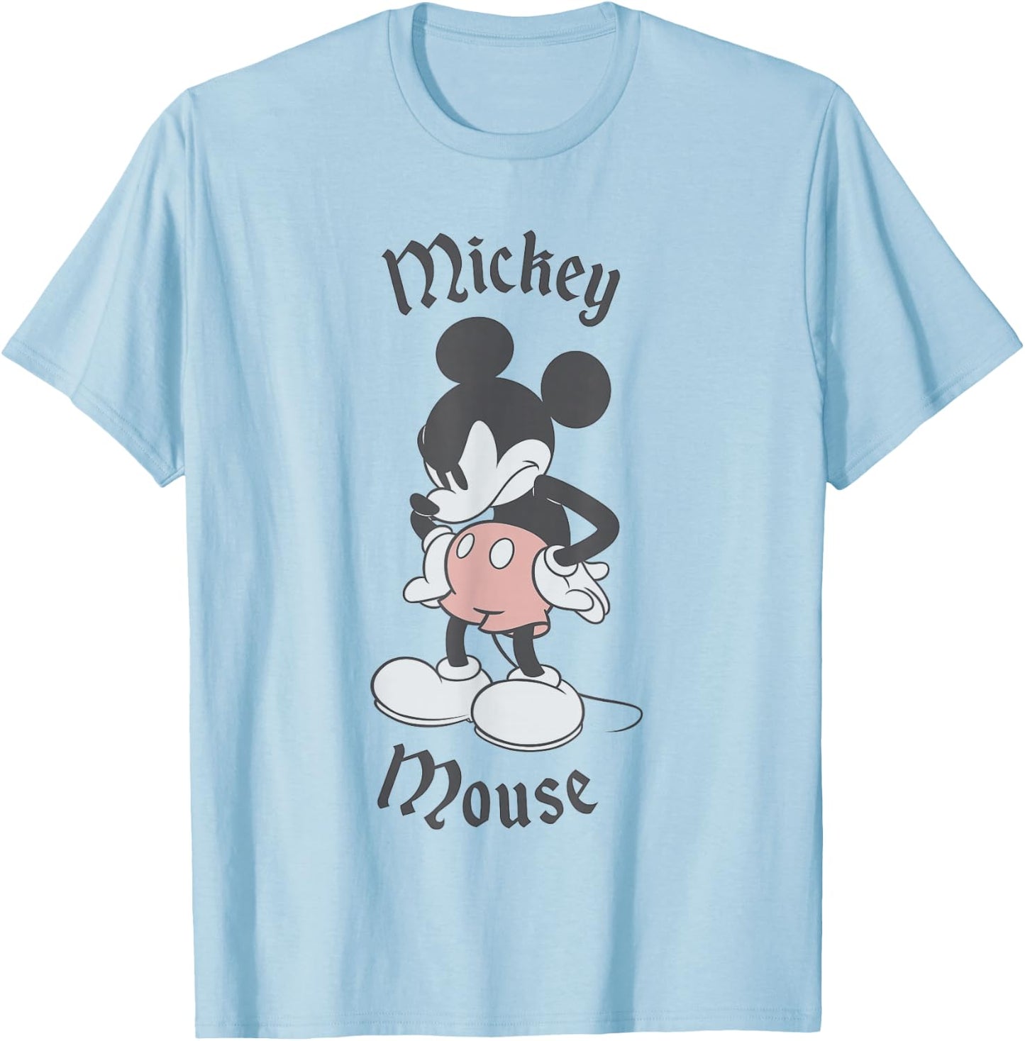 Disney Mickey And Friends Grumpy Old English Font Mickey T-Shirt - T-Shirt | Light Blue