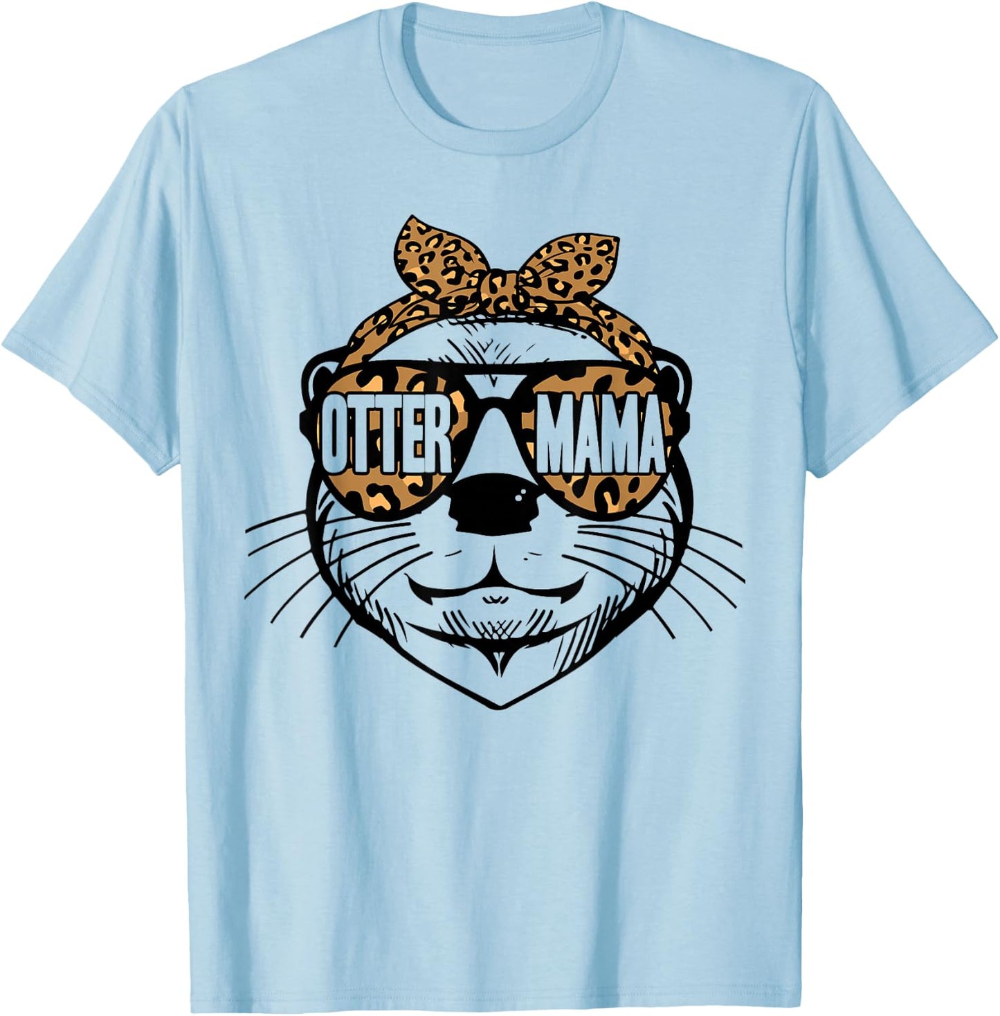 Otter Mom Cute Leopard Otter Mama Mothers Day T-Shirt - T-Shirt | Light Blue